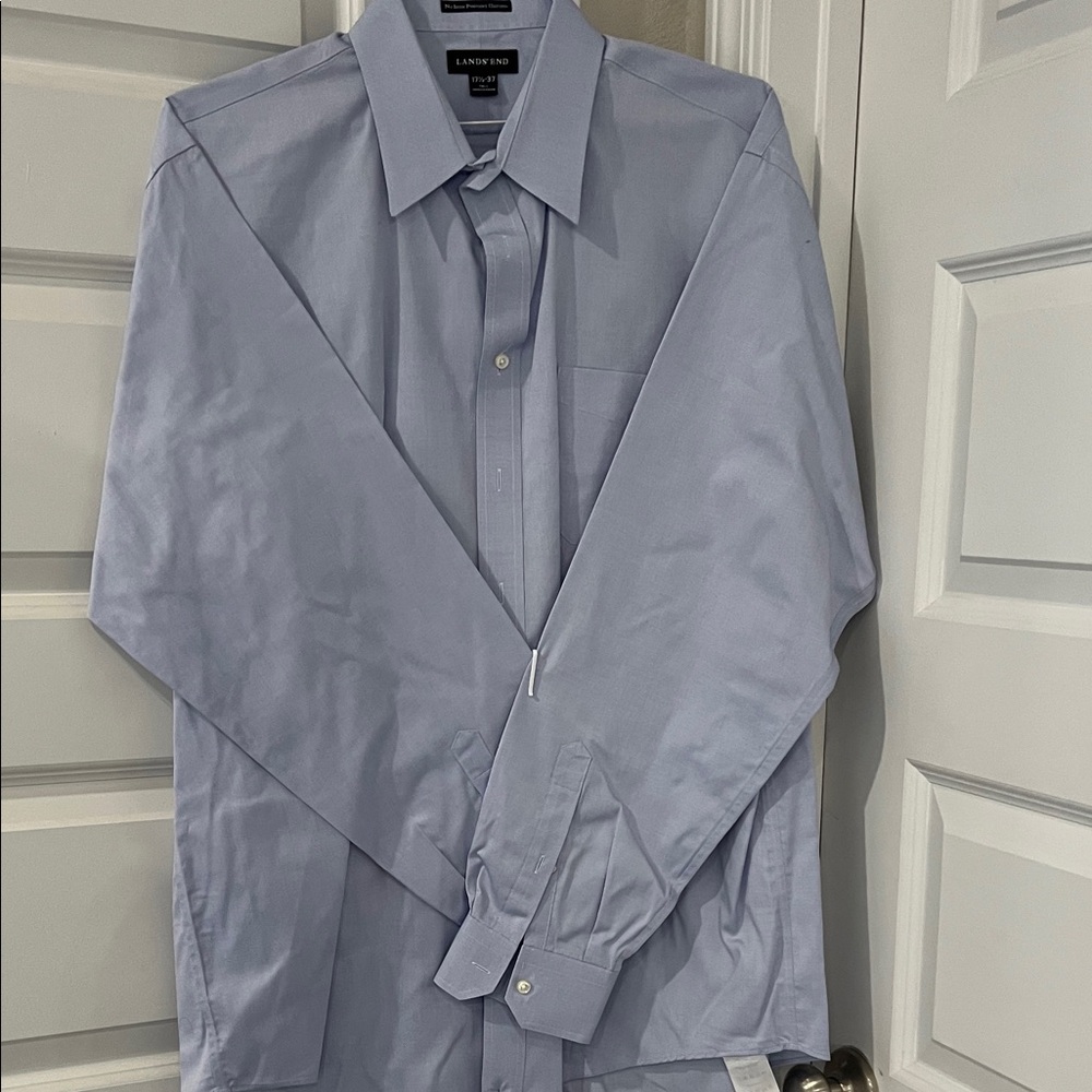Lands' End Men's Light Blue Dress Shirt
